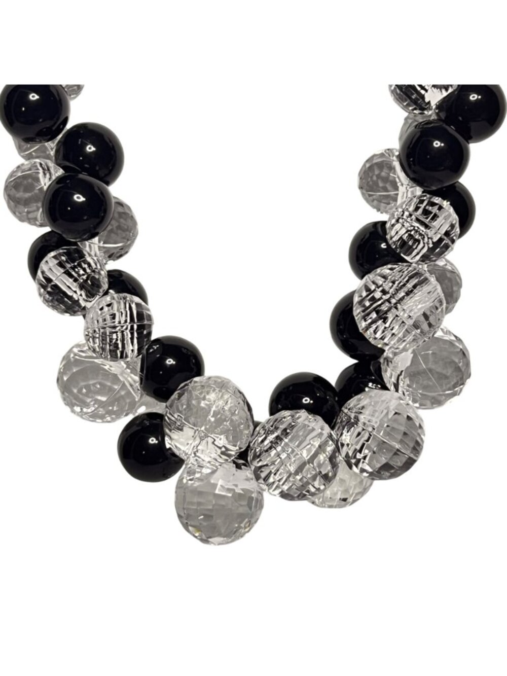 Black And Clear Bauble Statement Necklace (6329) - Picture 3 of 6